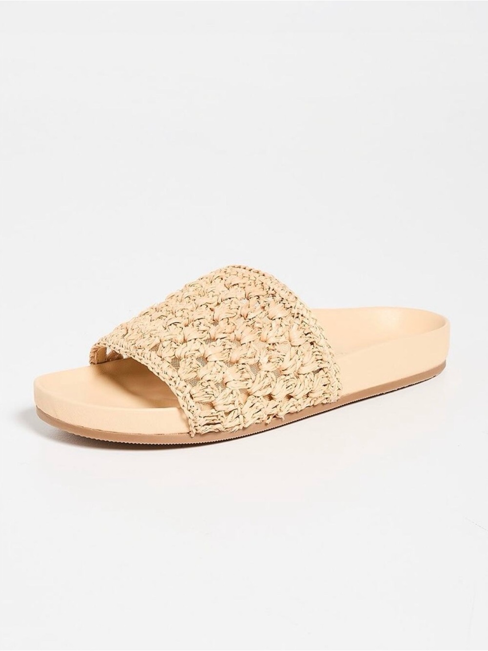 Loeffler Randall Henri Crochet Raffia Slides Single Band Sandals NWOB Size 11.5